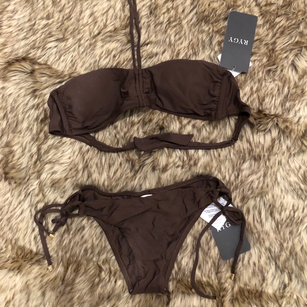 NWT RYGY Brown Halter Bikini in Expresso